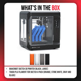 MakerBot Sketch 3D Printer (Black, Large) with Tough PLA Filament for Sketch 4 Pack Bundle