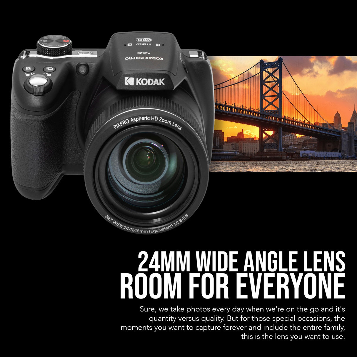 Kodak PIXPRO AZ528 16MP Astro and 52x Optical Zoom Digital Camera (Black) with 128GB SD Card Bundle