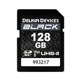 Delkin Devices Black 128GB SD UHS-II Class 10 U3 V90 Memory Card with 300 MBPS Max Read Speed