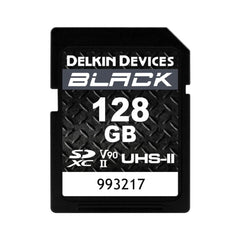 Delkin Devices Black 128GB SD UHS-II Class 10 U3 V90 Memory Card with 300 MBPS Max Read Speed