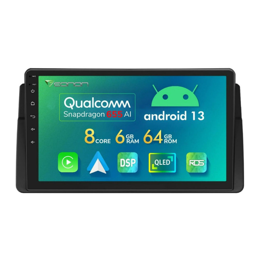 Eonon 6 Plus 64GB Car Stereo for BMW 3 Series with Android 13 System and 9-Inch QLED Touch Screen