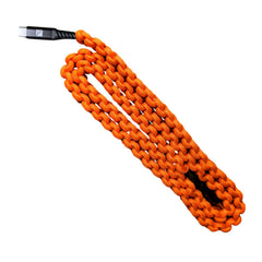 Dark Energy 6 Feet USB-C to USB-C Paracord Cable with Leather Strap and Armoring (Hi-Vis Orange)