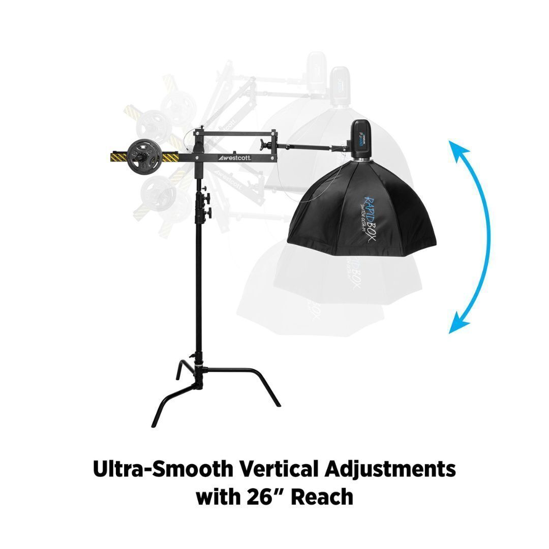 Westcott Easy Boom Arm for Consistent Light Positioning and 360-Degree Rotation (Black) Bundle