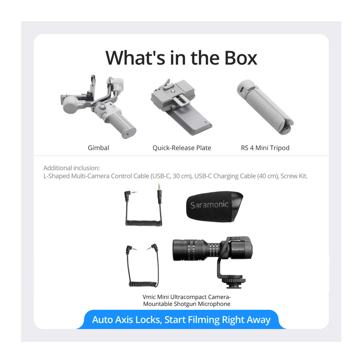 DJI RS 4 Mini Gimbal Stabilizer for Cameras with VMic Mini Ultracompact Camera-Mountable Shotgun Mic