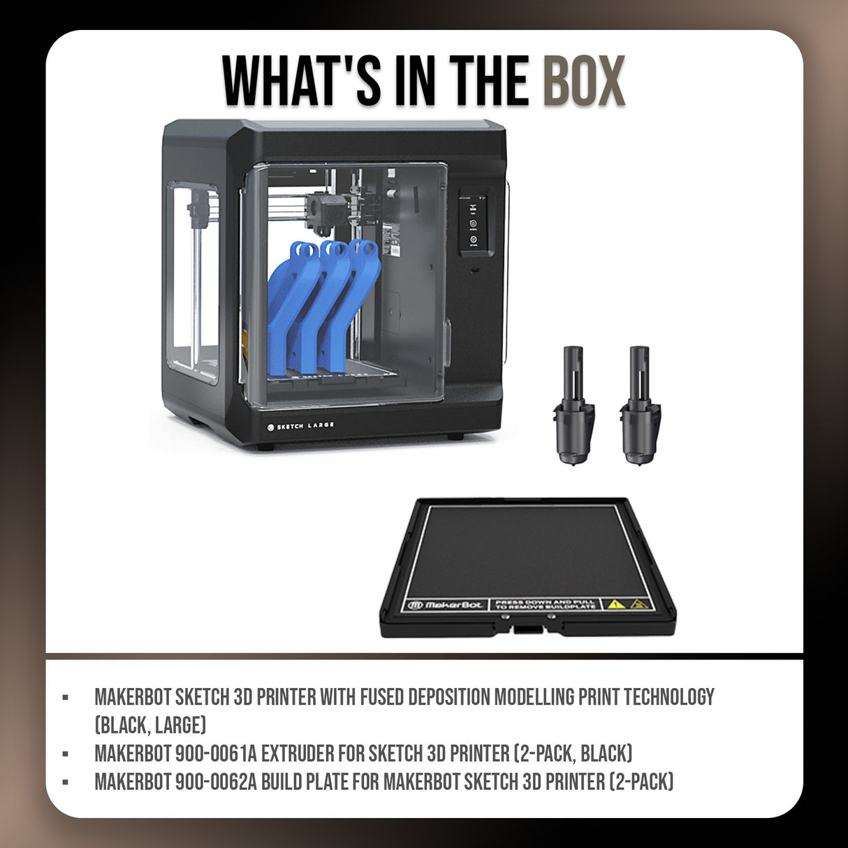 MakerBot Sketch Black Large 3D Printer for Projects Bundle with Build Plate and Extruder (2-Pack)