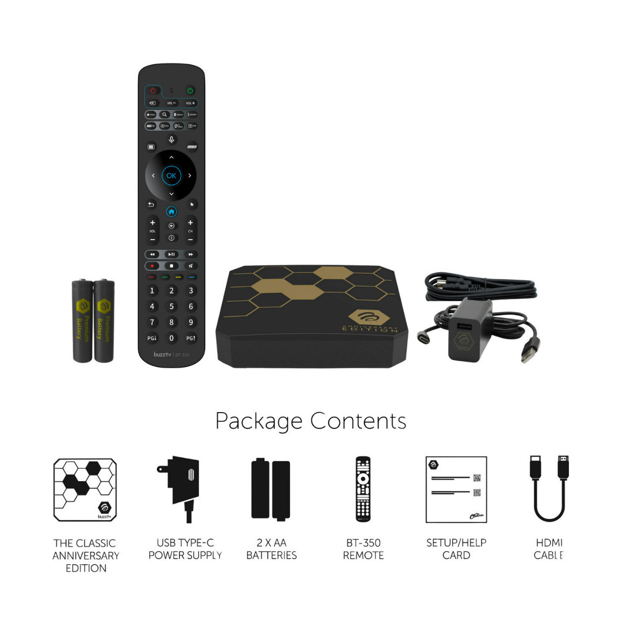 BuzzTV Classic Anniversary Edition Streaming Media Player with 4GB RAM (Gloss Black and Gold)