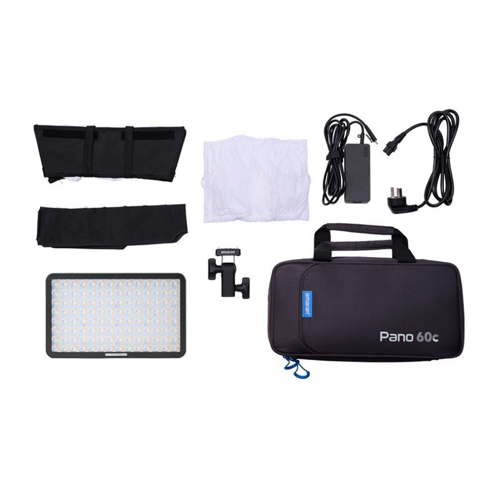 amaran Pano 60c Compact 60W Output RGBWW Full Color Panel Light All-In-One Creator Kit (Charcoal)