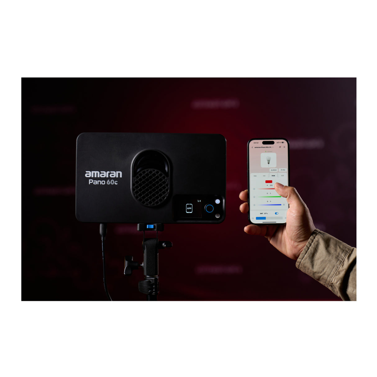 amaran Pano 60c Compact 60W Output RGBWW Full Color Panel Light All-In-One Creator Kit (Charcoal)