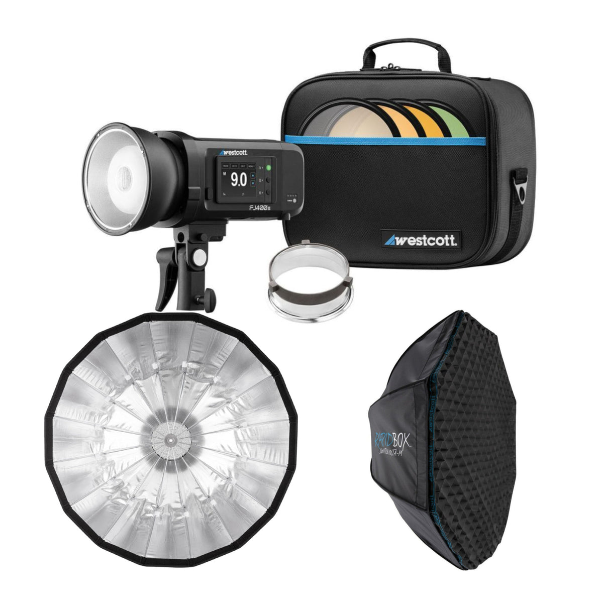 Westcott FJ400 II 400Ws Compact Touchscreen Strobe with FJ Pro AC and DC Battery Bundle
