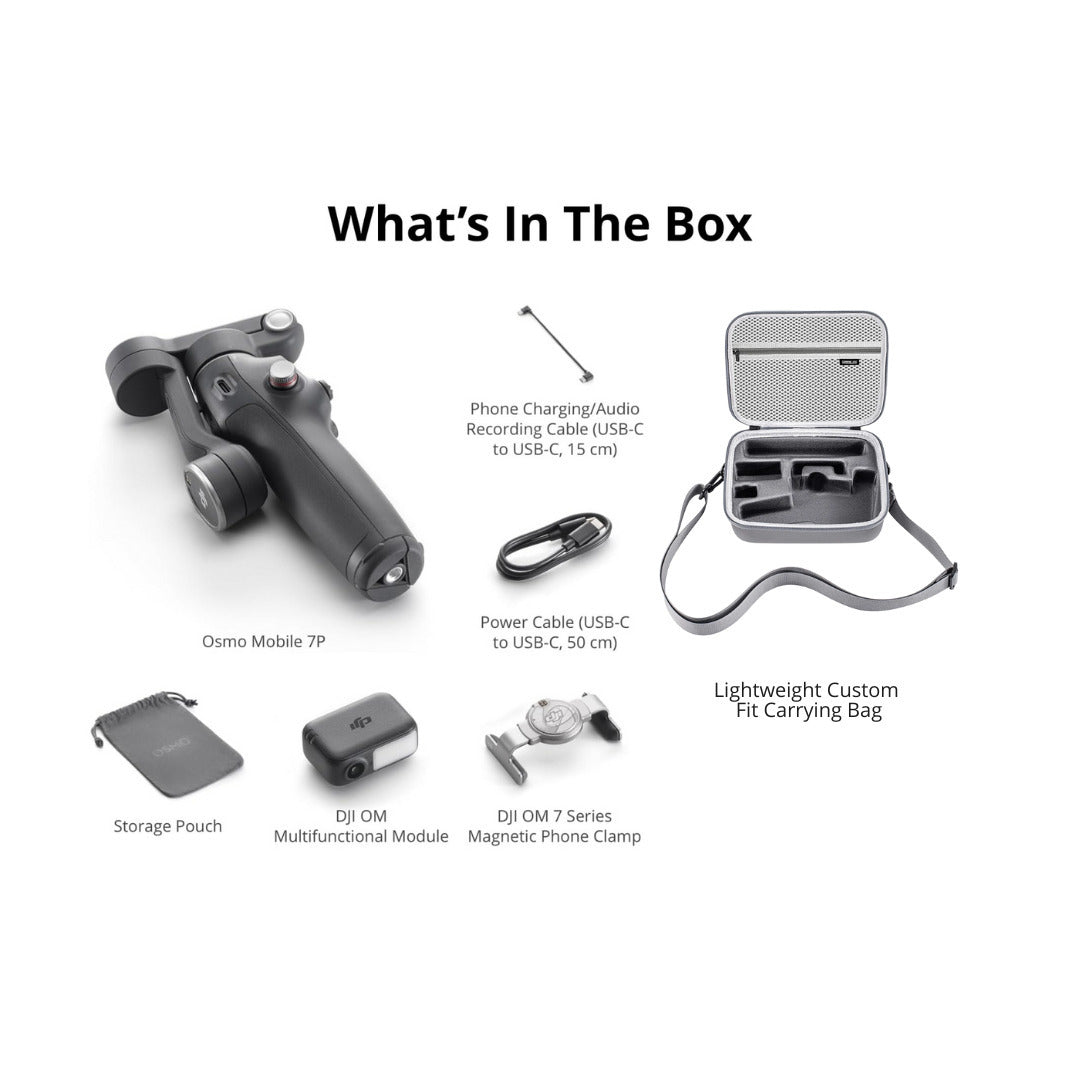 DJI Osmo Mobile 7P Gimbal with Multifunctional Module and 7th Gen Stabilization and Case Bundle