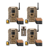 Muddy Mitigator 2.0 24MP Cellular Camera Combo (Brown, 4-Pack) and High Speed Card Reader Bundle