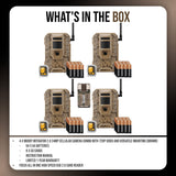 Muddy Mitigator 2.0 24MP Cellular Camera Combo (Brown, 4-Pack) and High Speed Card Reader Bundle