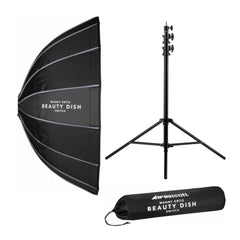 Westcott Beauty Dish Switch (36-Inch, Silver Interior) with Heavy-Duty Light Stand (8 Feet) Bundle
