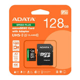 ADATA SPEED PLUS 128GB microSDXC UHS-I U3 Class 10 A2 V30 Temperature-Proof Memory Card