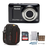KODAK PIXPRO Friendly Zoom FZ53 Digital Camera (Black) with 32GB Memory Card and Accessory Bundle