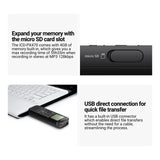 Sony ICDPX470 Digital Built In USB Voice Recorder with Earbud Headphone Bundle