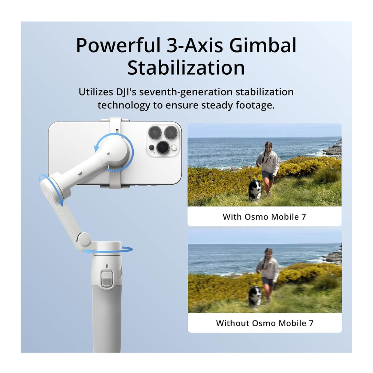 DJI Osmo Mobile 7 Gimbal with DJI Mic 2 Transmitter (White), Lavalier Mic, and Travel Case