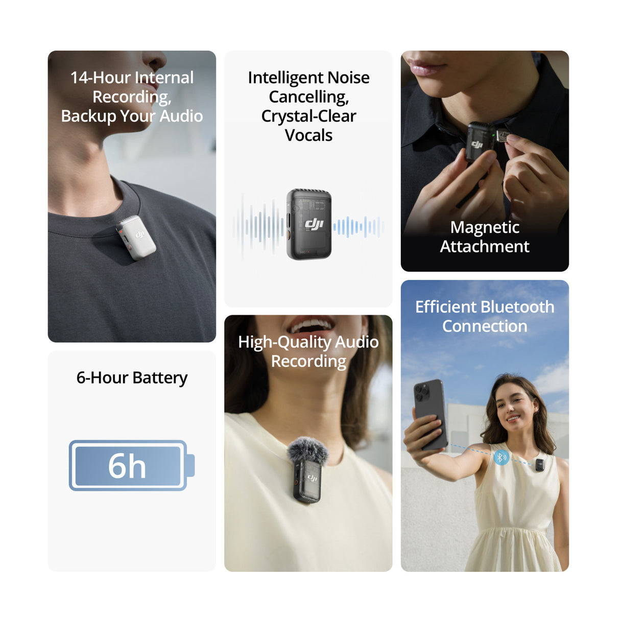 DJI Osmo Mobile 7 Gimbal with DJI Mic 2 Transmitter (White), Lavalier Mic, and Travel Case