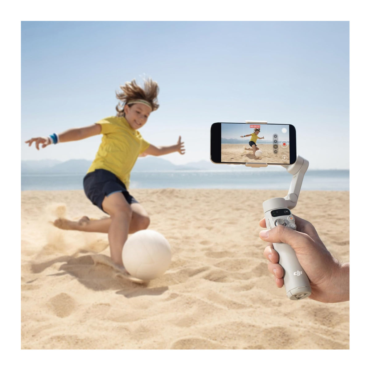 DJI Osmo Mobile 7 Gimbal with DJI Mic 2 Transmitter (White), Lavalier Mic, and Travel Case