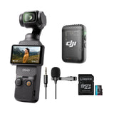 DJI Osmo Pocket 3 with Mic 2 (1 TX, Shadow Black), Lav Mic, and 128GB MicroSD Card bundle