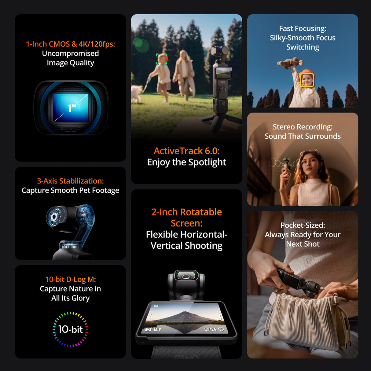 DJI Osmo Pocket 3 with Mic 2 (1 TX, Shadow Black), Lav Mic, and 128GB MicroSD Card bundle