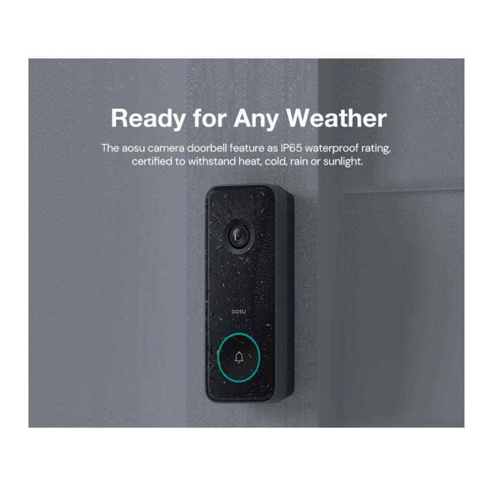 AOSU Waterproof Video Doorbell Ultra with 5MP Ultra HD Camera, Built-In 8GB Memory, and HomeBase