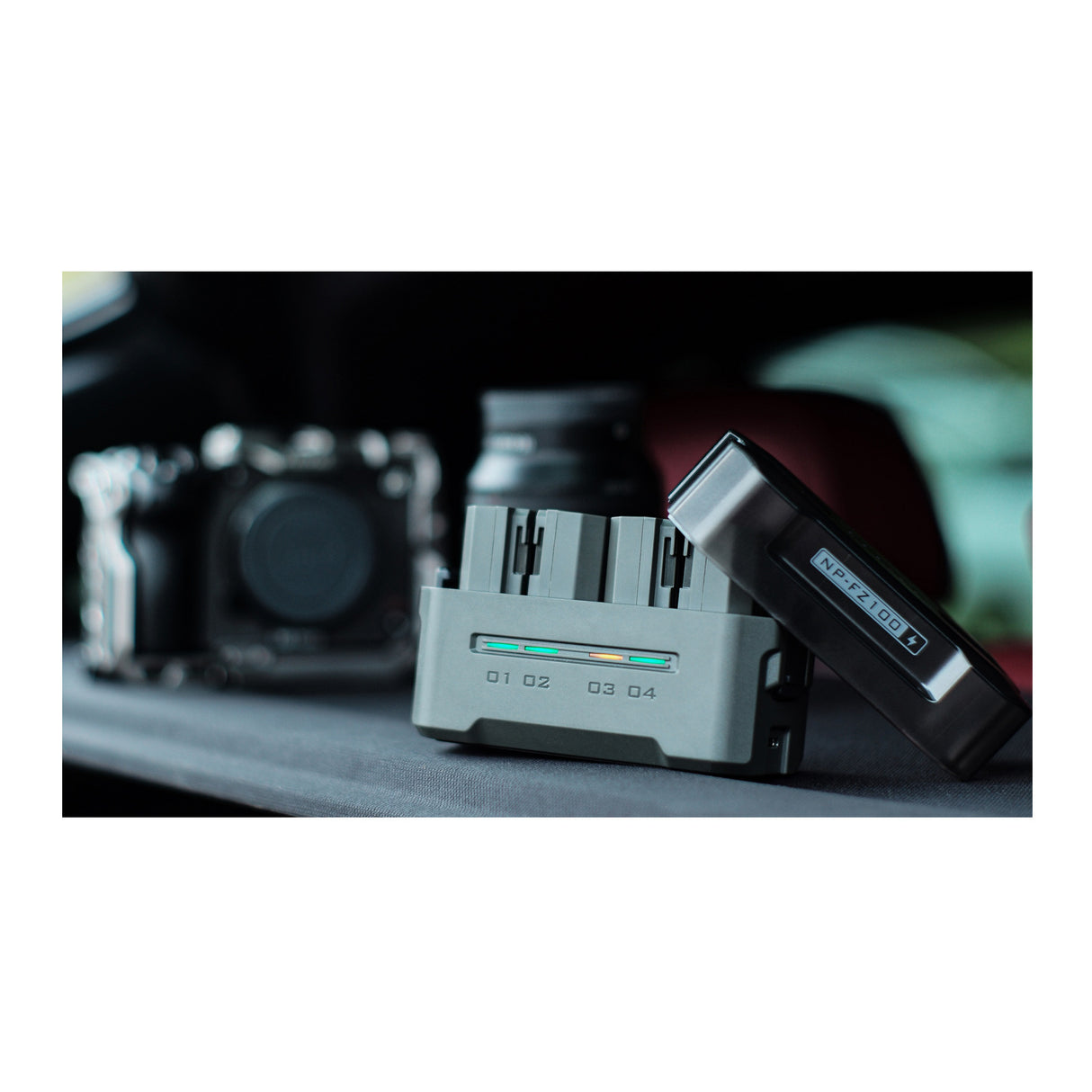 Tilta Portable Charging Station for NP-FZ100 Batteries with 4 Channels and Status Indicators (Green)