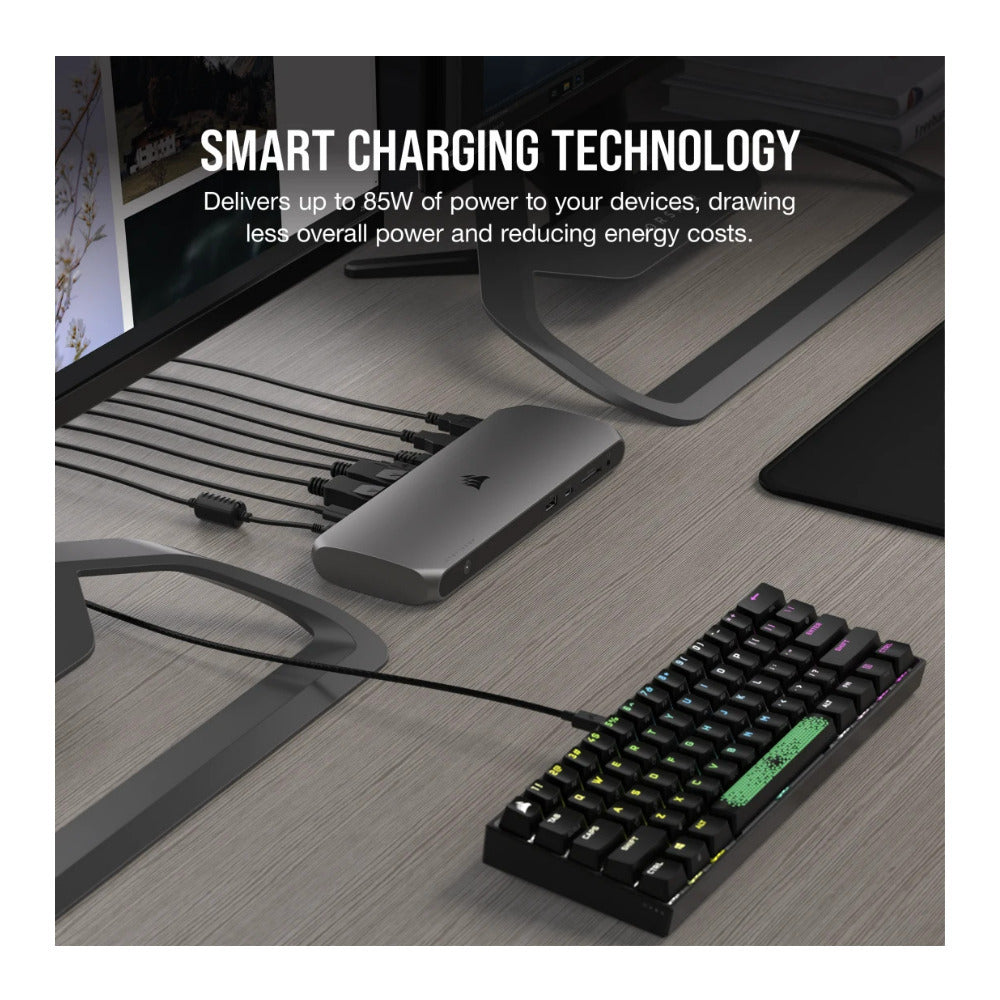 Corsair TBT100 Thunderbolt 3 USB Dock with Two DisplayPort Outputs and 3.5mm Audio Combo Jack