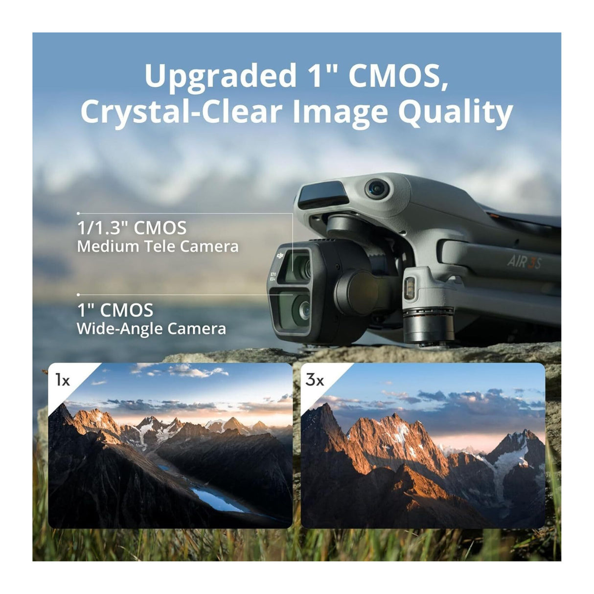 DJI Air 3S Dual Camera Drone Fly More Combo with 128GB microSDXC UHS I Class 10 A2 V30 Memory Card