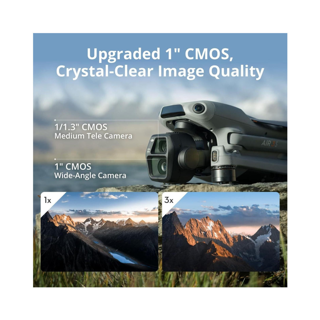 DJI Air 3S Drone with RC-N3 Remote Controller with 128GB microSDXC UHS I U3 10 A2 Memory Card Bundle