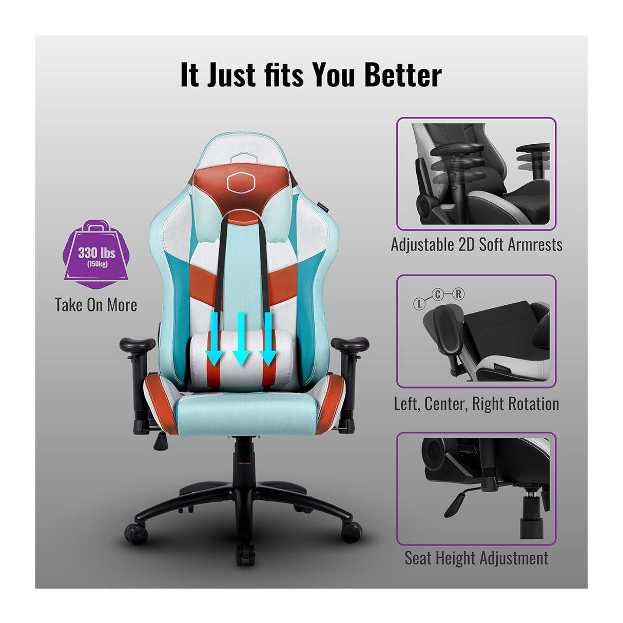 Cooler Master Caliber R2S Kanagawa Gaming Chair with Adjustable Seat and 2D Soft Armrest