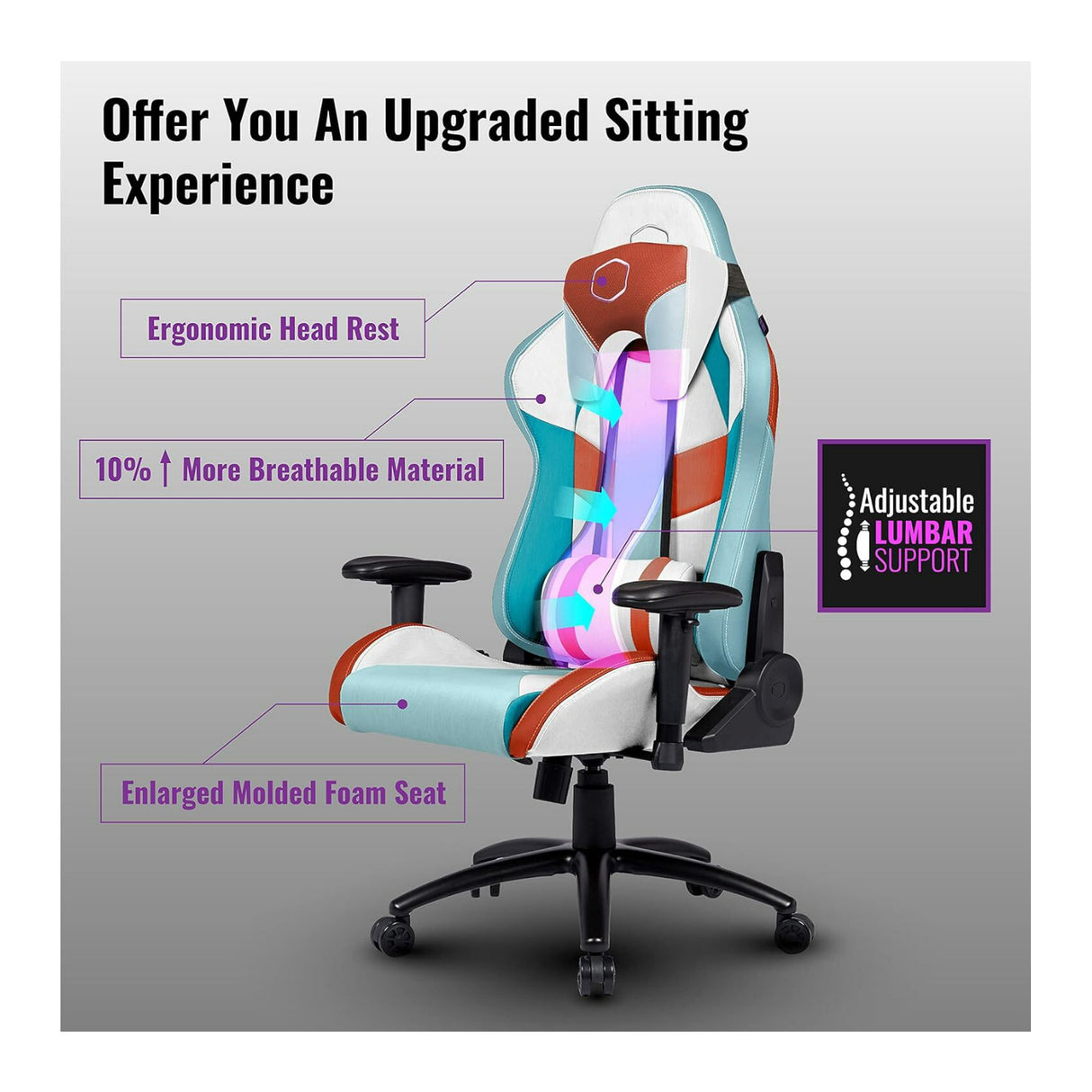 Cooler Master Caliber R2S Kanagawa Gaming Chair with Adjustable Seat and 2D Soft Armrest