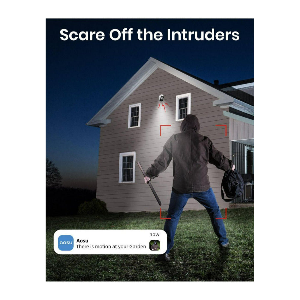 AOSU Security WirelessCam System Pro 2-Cam Kit with 2K Resolution and 32GB Memory (White)