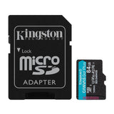 Kingston Canvas Go Plus U3 V30 A2 microSD Card with SD Adapter and 200MBPS Read Speed (64GB)