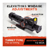 Firefield RapidStrike 1-4x24 Riflescope Kit with Pop-Up Locking Turrets and 5 Brightness (Black)