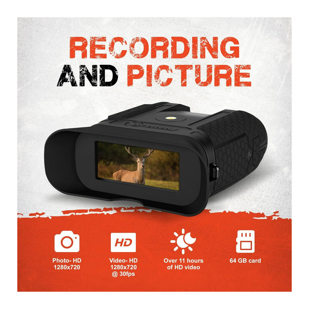 Firefield Hexcore HD 1-3x Digital Night Vision IR Illuminator Binocular with 1280x720 Sensor (Black)