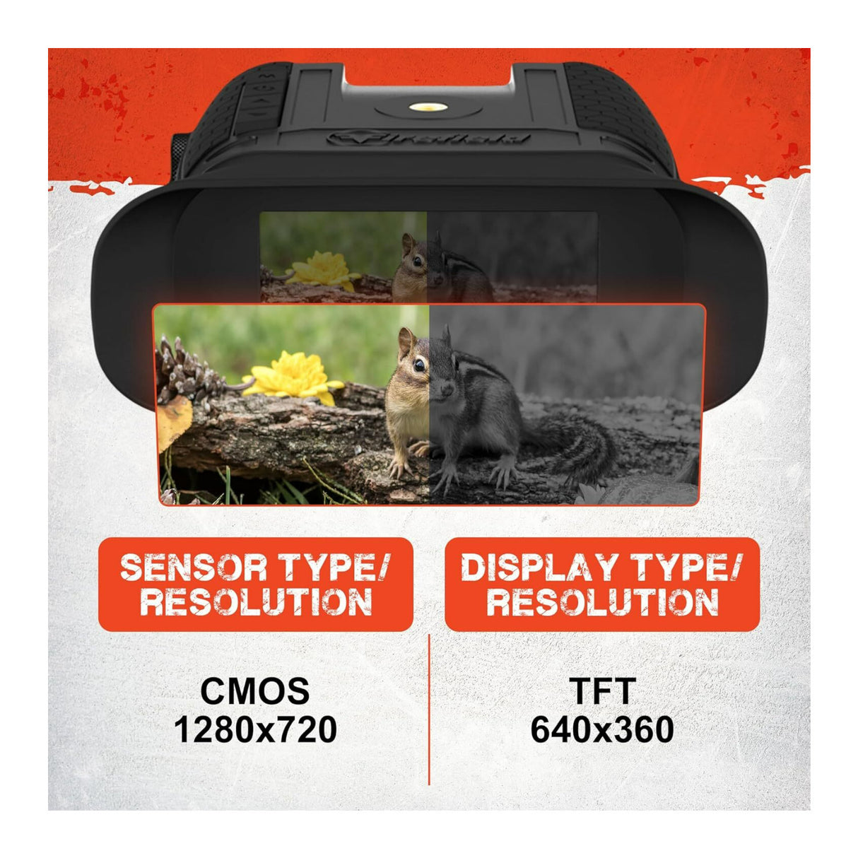 Firefield Hexcore HD 1-3x Digital Night Vision IR Illuminator Binocular with 1280x720 Sensor (Black)