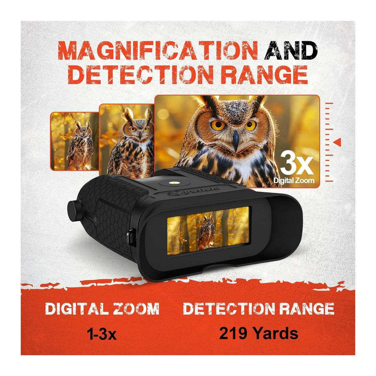 Firefield Hexcore HD 1-3x Digital Night Vision IR Illuminator Binocular with 1280x720 Sensor (Black)