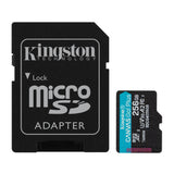 Kingston Canvas Go Plus U3 V30 A2 microSD Card with SD Adapter and 200MBPS Read Speed (256GB)