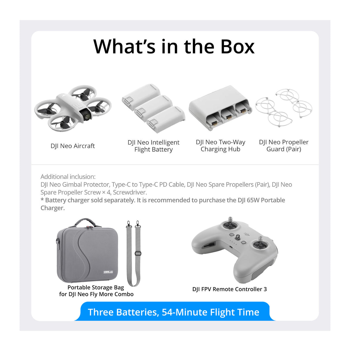 DJI Neo Palm Sized Lightweight Drone Combo with FPV Remote Controller 3 and Case