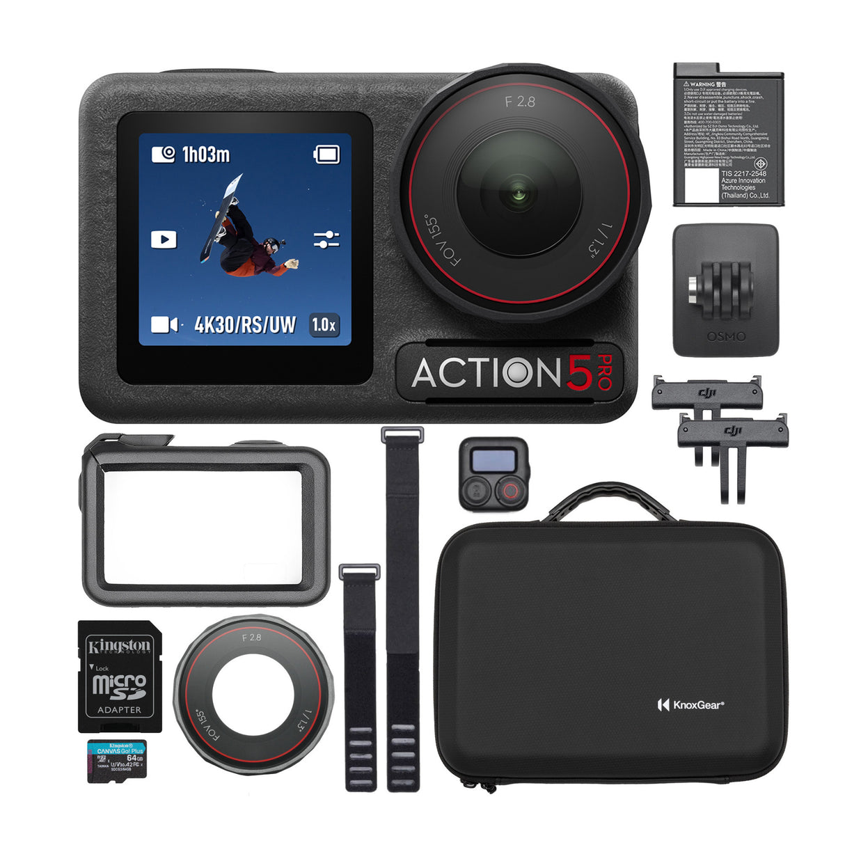 DJI Osmo Action 5 Pro Standard Combo with Deluxe Accessory Bundle