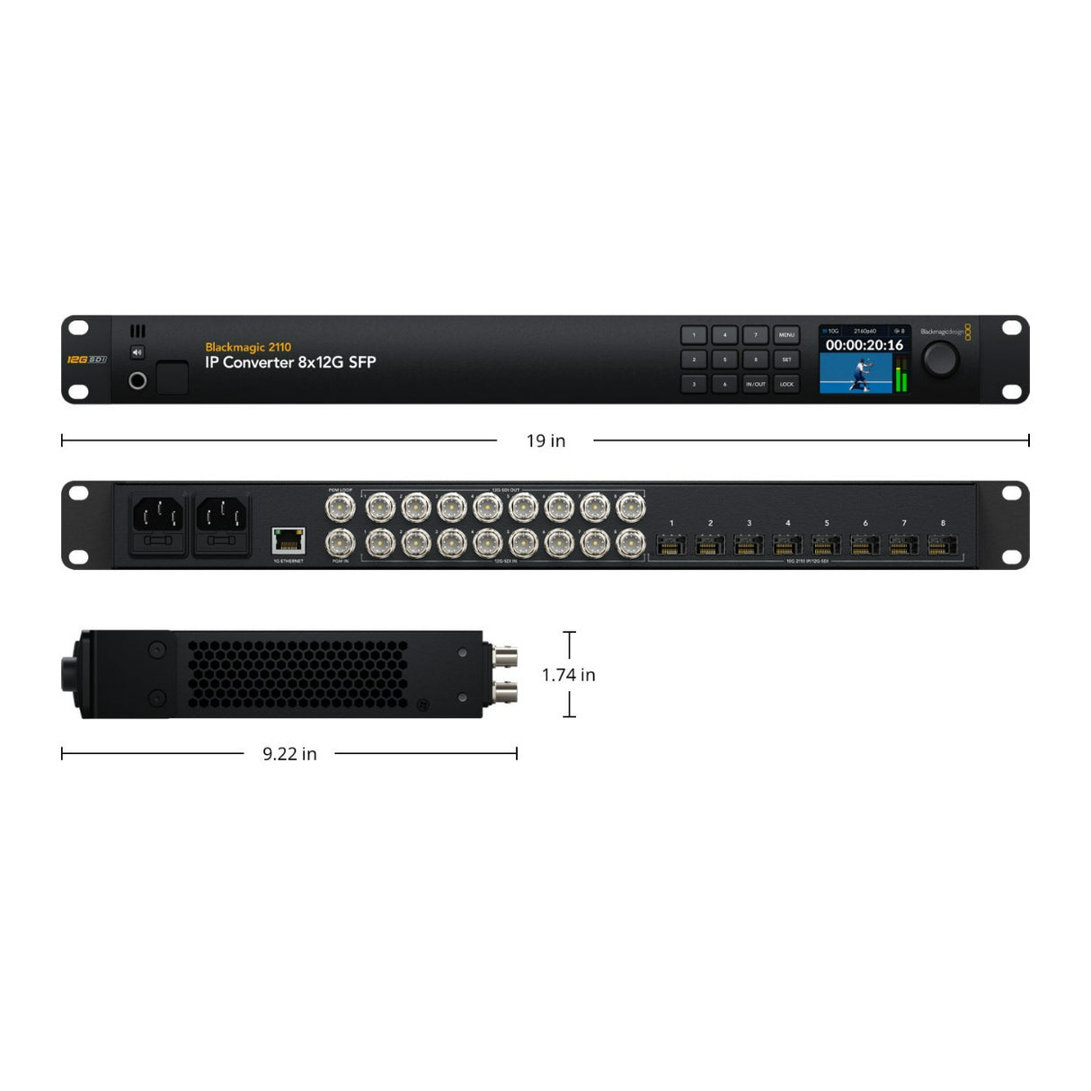 Blackmagic Design 2110 IP SDI to HDMI 12G-10 Converter with 10 Independent XLR Audio Outputs (Black)