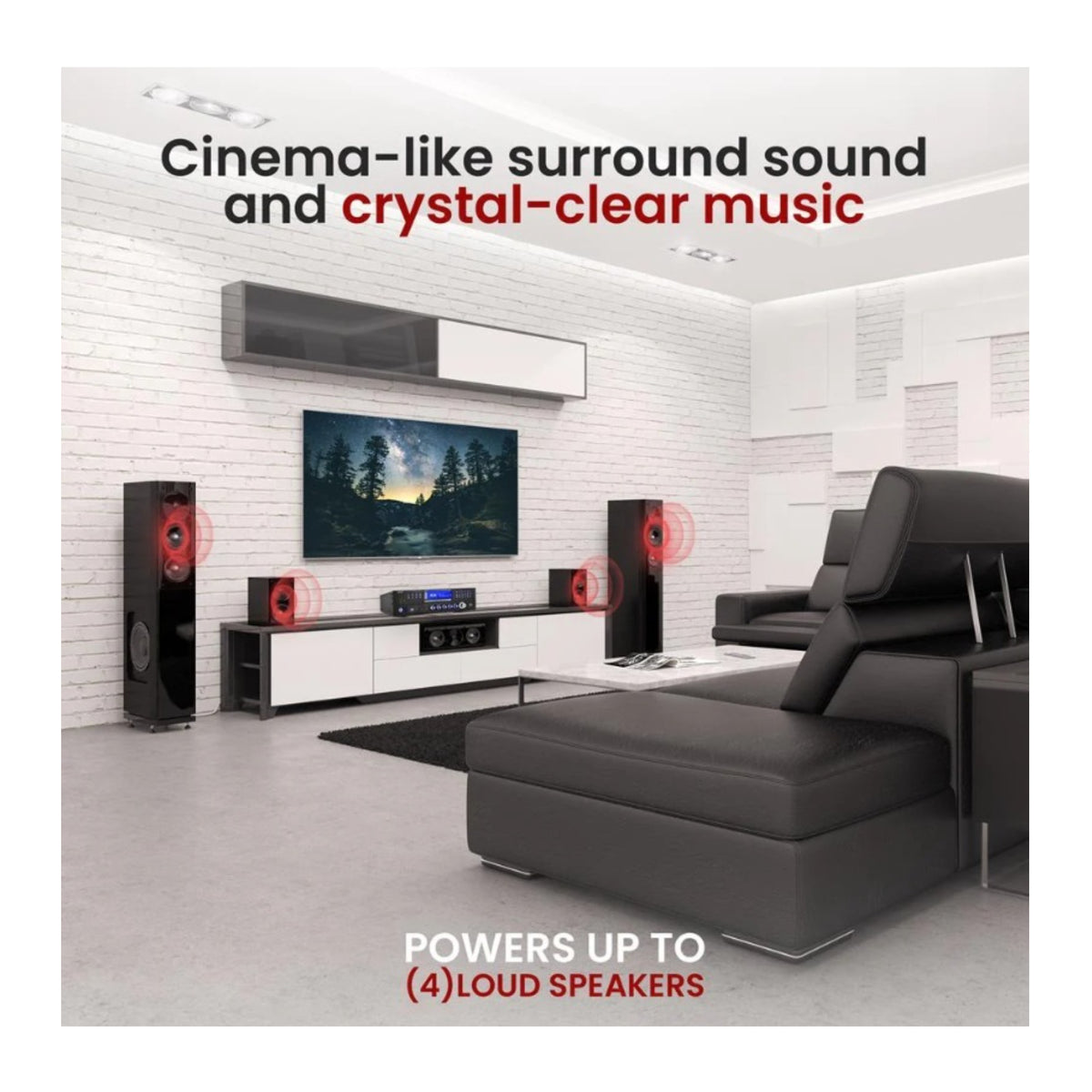 Pyle Pro 4-Speaker Bluetooth Home Theater Amplifier – CD/DVD Player, USB, AM/FM, AUX, Mic Inputs