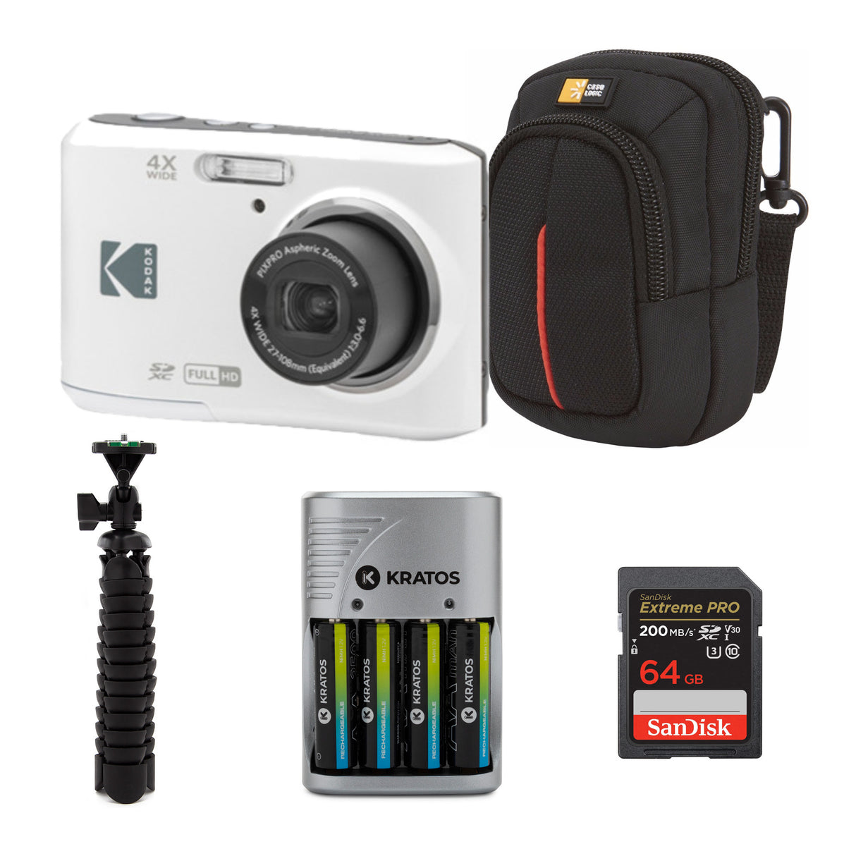 Kodak PIXPRO FZ45 Friendly Zoom Digital Camera (White) with Deluxe Accessory Bundle