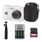 Kodak PIXPRO FZ45 Friendly Zoom Digital Camera (White) with Deluxe Accessory Bundle