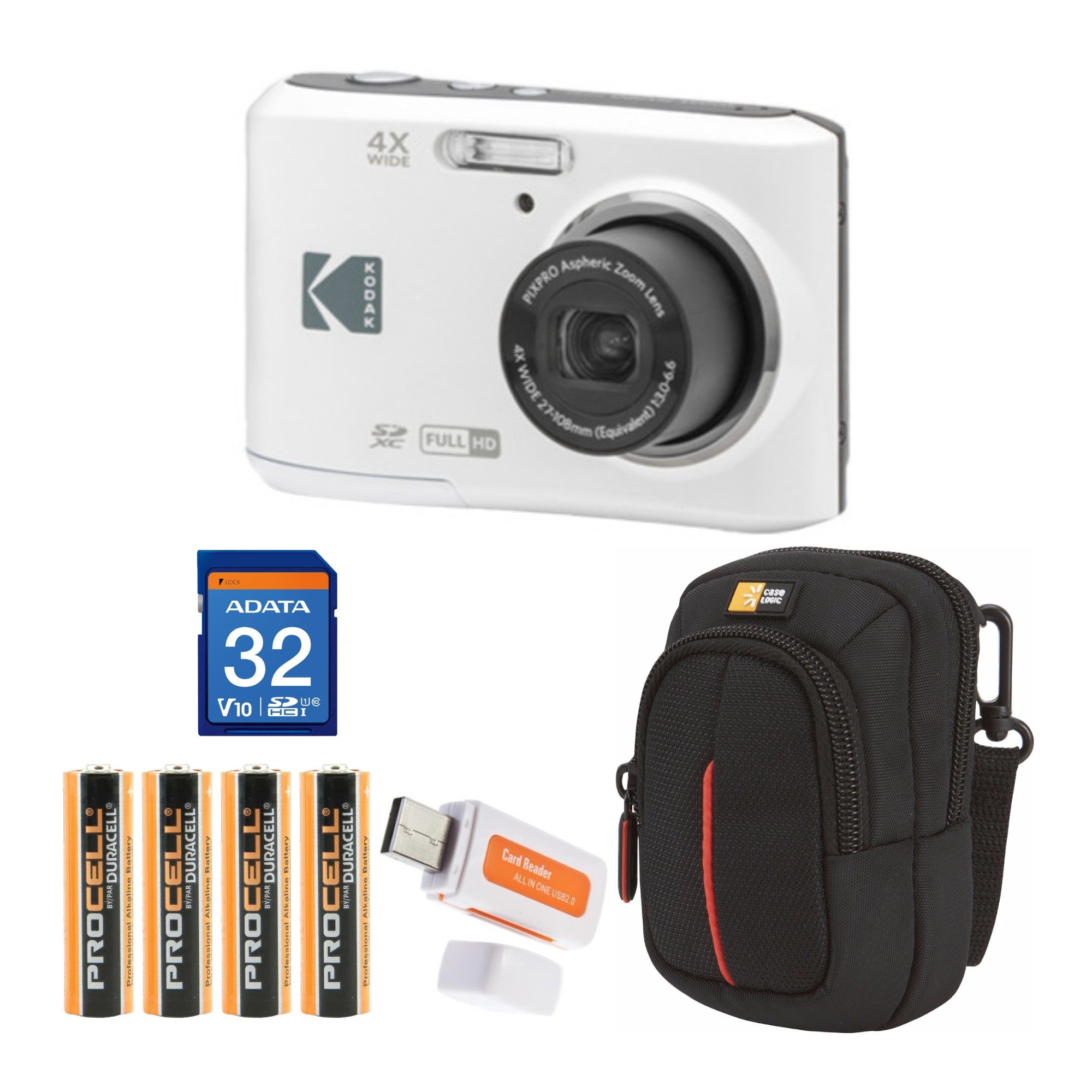 Kodak PIXPRO FZ45 Friendly Zoom Digital Camera (White) with Travel