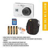 Kodak PIXPRO FZ45 Friendly Zoom Digital Camera (White) with Travel Organizer and Storage Case Bundle