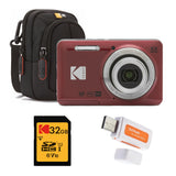 Kodak PIXPRO Friendly Zoom FZ55 Digital Camera (Red) with Camera Case and Memory Card