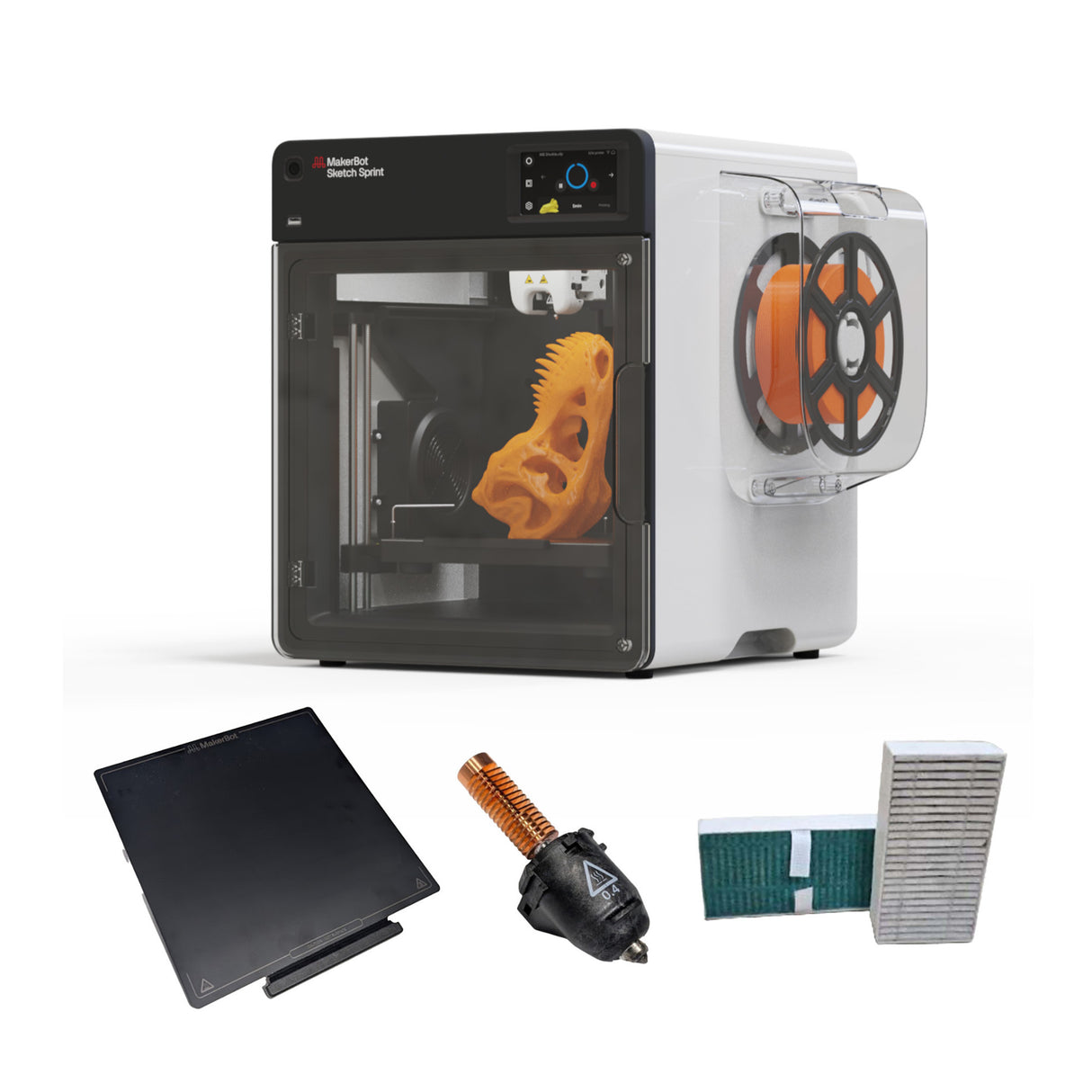 MakerBot Sketch Sprint 3D Printer with Air Filter Set (2 Pack), Extruder Nozzle, and Build Plate
