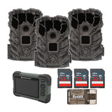 Stealth Cam Browtine 14MP Camera (3 Pack) with SD Card Reader-Viewer, Memory Card & Card Reader